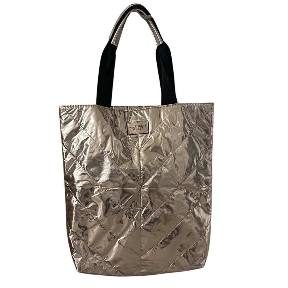Victoria's Secret Quilted Metallic Gold Tote‎ Bag